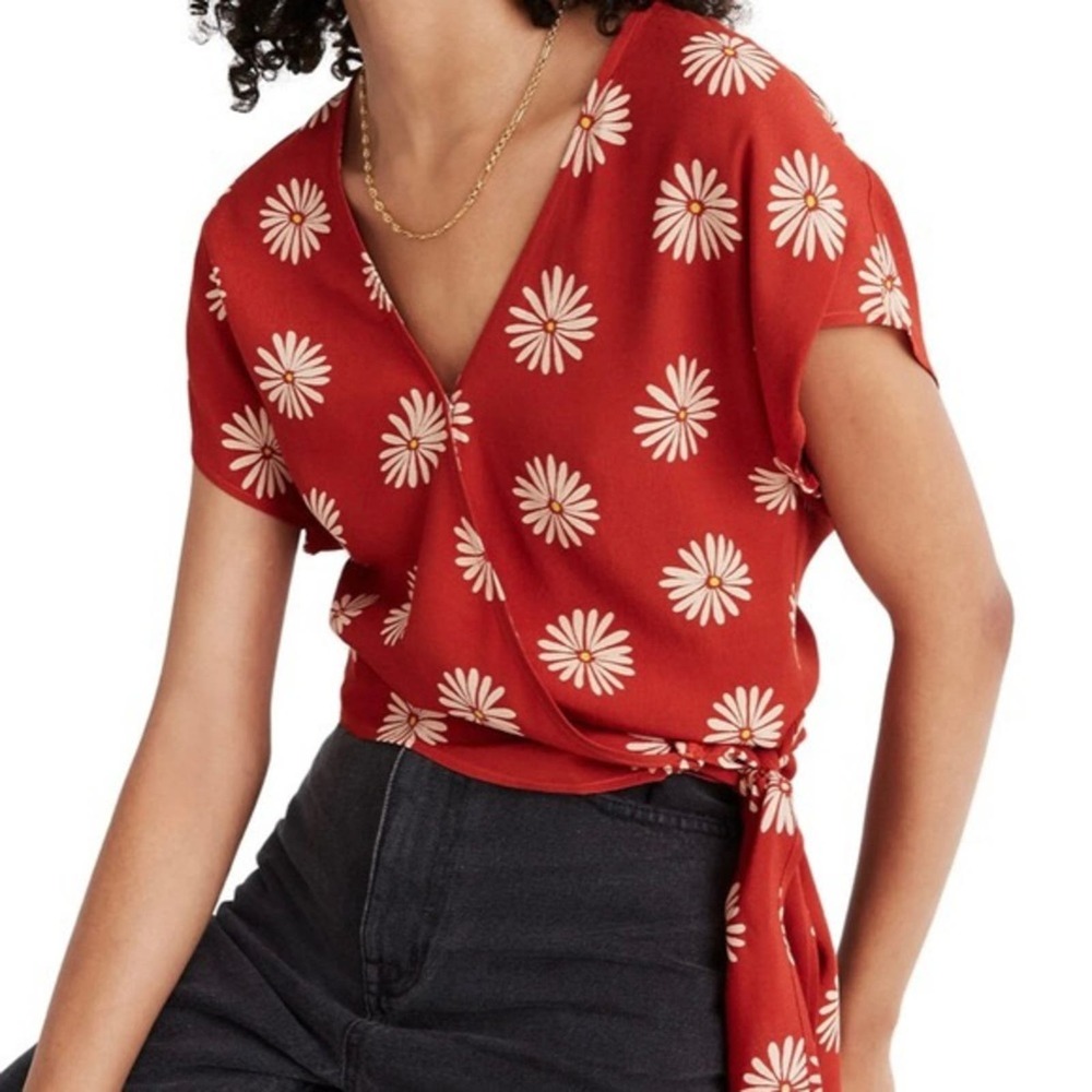 Madewell Floral Wrap Daisy Top
